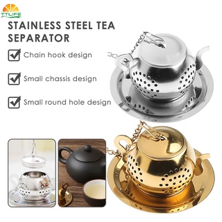 【TTLIFE】 Teapot shape tea filter loose tea infuser, with chain, drip tray, herbal spice filter