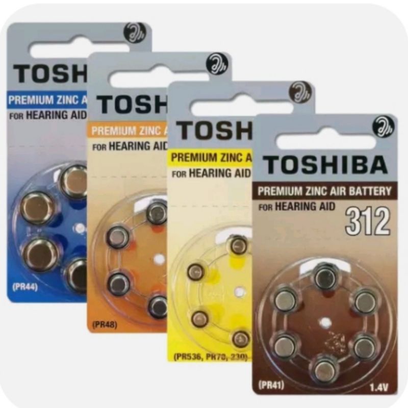 (Made in Germany) Toshiba ถ่านเครื่องช่วยฟัง เลือกเบอร์ 10, 13, 312, 675 1.45V 1แพค มี 6ก้อน ของใหม่ ของแท้