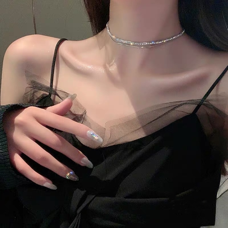 สร้อยคอโซ่ กระดูกงู ประดับเพชร สามชั้น เครื่องประดับแฟชั่น ระดับไฮเอนด์ สไตล์เกาหลี