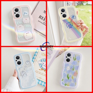 เคส OPPO Reno7 Z 5G เคส OPPO Reno8 Z 5G เคสโทรศัพท์มือถือแบบนิ่ม ใส ลายการ์ตูนหยัก สําหรับ OPPO Reno7Z Reno8Z