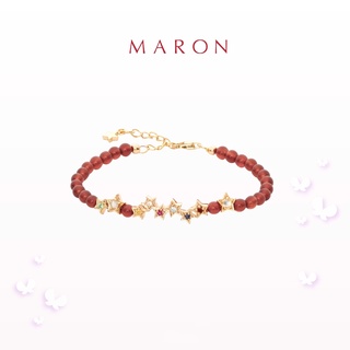 MARON - My Nine Lucky Stars Chain Bracelet with Carnelian (โซ่เงิน) สร้อยข้อมือดาวนพเก้า [คาเนเลี่ยน] เงินแท้