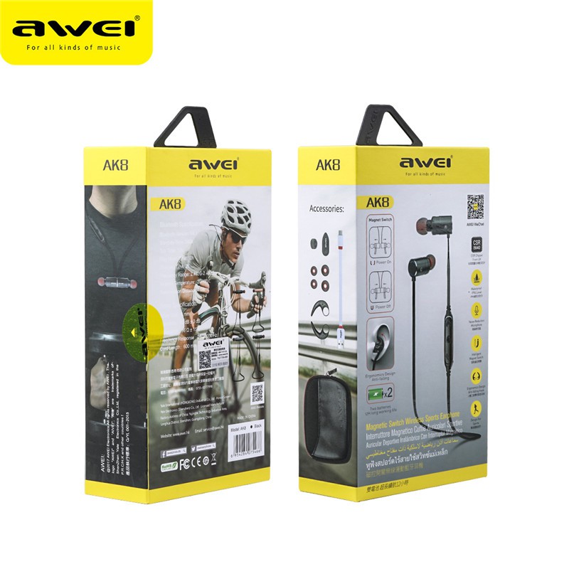 หูฟัง AWEI Bluetooth Sport ไร้สาย AK8 ของแท้