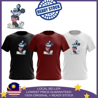 เสื้อยืดผ้าฝ้าย 100% พิมพ์ลายหุ่นยนต์ MICKEYMOUSE X BAJU PEREMPUAN LELAKI UNISEX