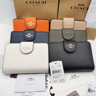 [ของแท้ 100%]coach กระเป๋าสตางค์ใบสั้น/กระเป๋าสตางค์ใส่เหรียญผู้หญิง/คุณภาพดี/สวย