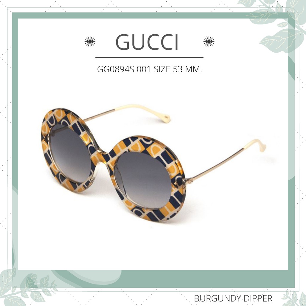 แว่นกันแดด GUCCI : GG0894S 001 SIZE 53 MM. (YELLOW-GOLD-GREY) **Sale ไม่มีประกัน **
