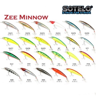 เหยื่อปลั๊ก เหยื่อปลอม SOTELO -  รุ่น CRYSTAL ZEE MINNOW M03A  น้ำหนัก14g 110mm