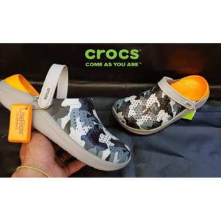 CROCS LiteRide Print Camo Clog ลายทหารเท่ห์ๆ รองเท้าลำลองสำหรับผู้ใหญ่