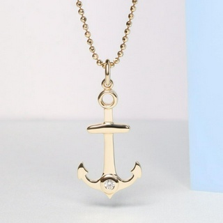 Grace Fine Jewelry จี้ทองแท้ 9K Anchor with Real Diamond(จี้อย่างเดียว)