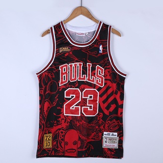 เสื้อกีฬาแขนกุด ลายทีม Fash 1995 96 Joint NBA Jersey Chicago Bulls No.23 Jordan Classic Jersey พลัสไซซ์