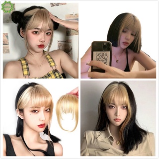 Cod Qipin 1pcs Korean Golden Wig Piece Dyed Invisible Bangs High Temperature Wire Hair Extension Piece Accessories