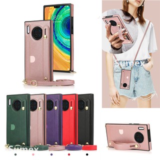 เคสโทรศัพท์มือถือพร้อมสายคล้องข้อมือแบบเชือกเส้นเล็ก หัวเว่ย HUAWEI Mate 20 30 Pro P30 Pro Lite P40 Pro Plus Mate20 Mate30 เคสแฟชั่นที่สาว ๆ ชอบมือถือที่สามารถใช้เป็นกระเป๋าสะพายได้กันกระแทกกันน้ำ  Crossbody fashion trend