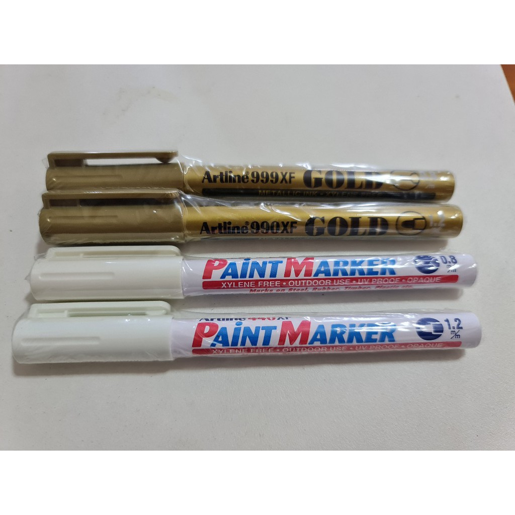 ปากกาเพนท์  Paint Marker ยี่ห้อ Artline Gold/White  หัวเล็ก/หัวกลม 1 ด้าม