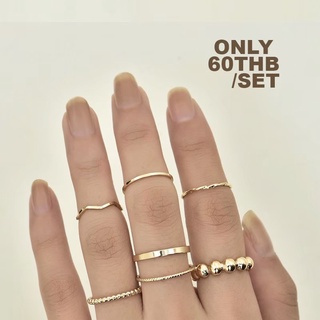 แหวนเซ็ตสีทองเรียบๆ 7pcs simple ring