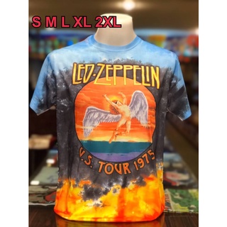 เสื้อวง Led Zeppelin OVP (โอเวอร์ปริ้นท์) แขนสั้น ผ้าคอตตอนผสมโพลี พิมลายทั้งตัว