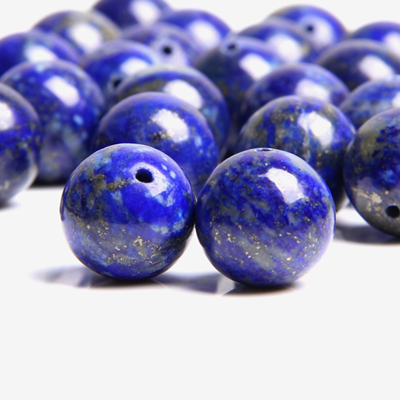 คุณภาพสูง เกรด A ธรรมชาติ สีฟ้า lapis lazuli ลูกปัดหินเรียบ lapis lazuli เว้นวรรค หลวม ลูกปัด สําหรับทําเครื่องประดับ สร้อยข้อมือ