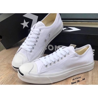 Converse Jack Purcell สีขาว คอนเวิร์ส แบบผ้าแคนวาส ✅Size37-44eu พร้อมกล่อง+อุปกรณ์ รองเท้าผ้าใบผู้ชาย/หญิง รองเท้าลำลอง