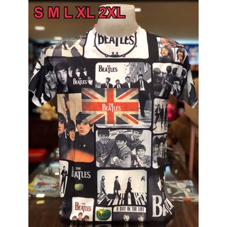 เสื้อ OVP (โอเวอร์ปริ้นท์) วง Beatles บีทเทิ่ล แขนสั้น ผ้าคอตตอนผสมโพลี พิมลายทั้งตัว