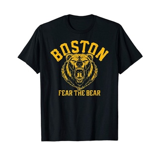 เสื้อยืดผ้าฝ้ายพิมพ์ลายขายดี เสื้อยืด พิมพ์ลาย Fear The Bear Hockey Beware Of Boston Sports Fan Bruin เหมาะกับของขวัญวัน