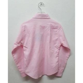 พร้อมส่ง [แถมโบว์หูกระต่าย ฟรี!] เสื้อเชิ้ตเด็กสีชมพูอ่อน แขนยาว ผลิตจาก Cotton 100% ใส่ออกงานได้ BO0670