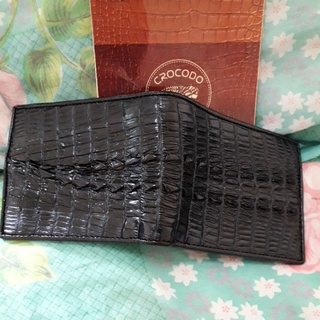 crocodile bifold wallet black จระเข้ กระเป๋าสตางค์