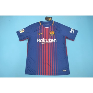 เสื้อกีฬาแขนสั้น ลายทีมชาติฟุตบอล Barcelona 17-18 ชุดเหย้า สไตล์เรโทร