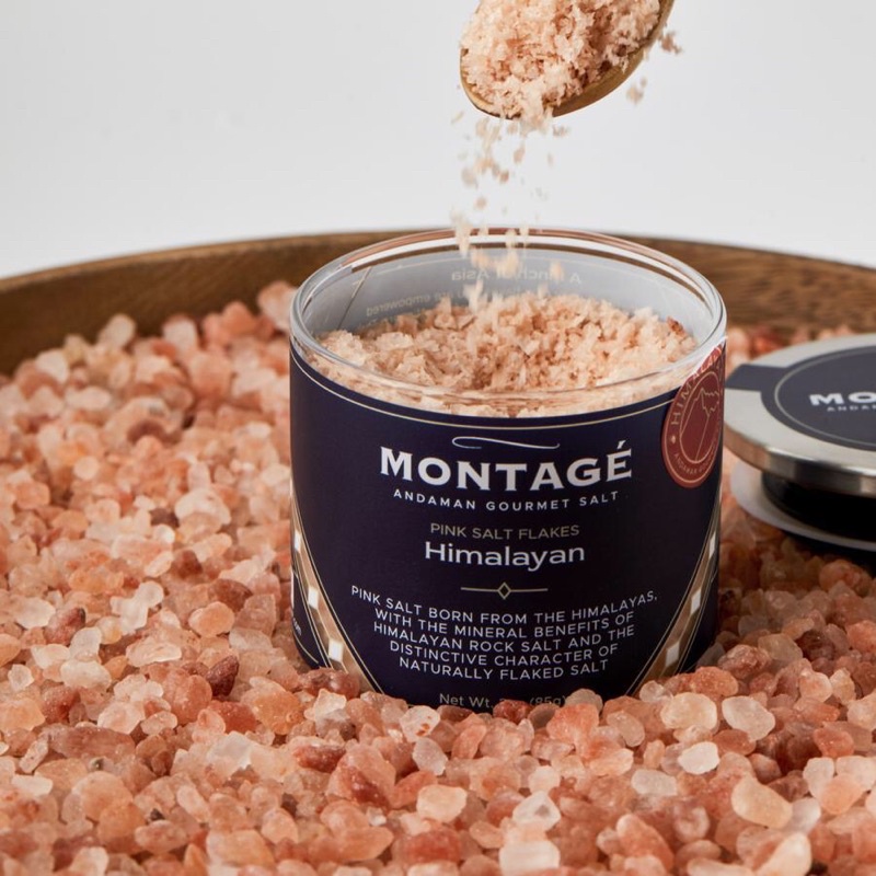 เกลือหิมาลายัน เกลือชมพู ชนิดเกร็ด Kosher Salt Flaked Salt | Pink Himalayan Flake | Montagé Salt | 85g Glass Jar