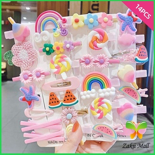 Zakii Mall กิ๊ฟน่ารัก กิ๊ฟสไตล์เกาหลี กิ๊ฟเซ็ท14 ชิ้น  กิ๊บสีลูกกวาด Childrens hairpin