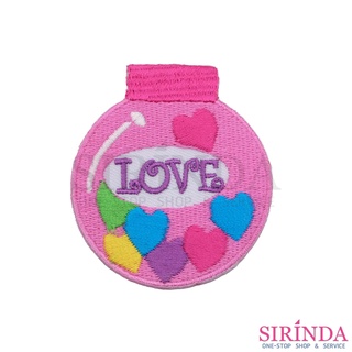 ตัวรีดการ์ตูนขวดแก้วLOVE ตัวรีดติดเสื้อ อาร์มปักตกแต่ง DIY EMBROIDERY PATCH (00080384)
