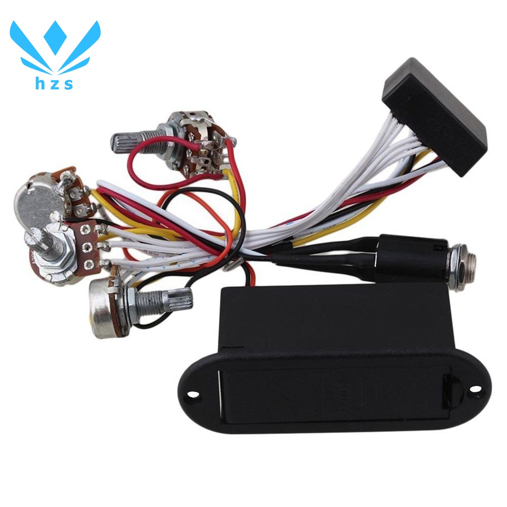 อุปกรณ์เสริมสําหรับกีต้าร์เบส 2 Band Active Bass Guitar Equalizer Preamp Circuit Pickup สีด ํา I2Th