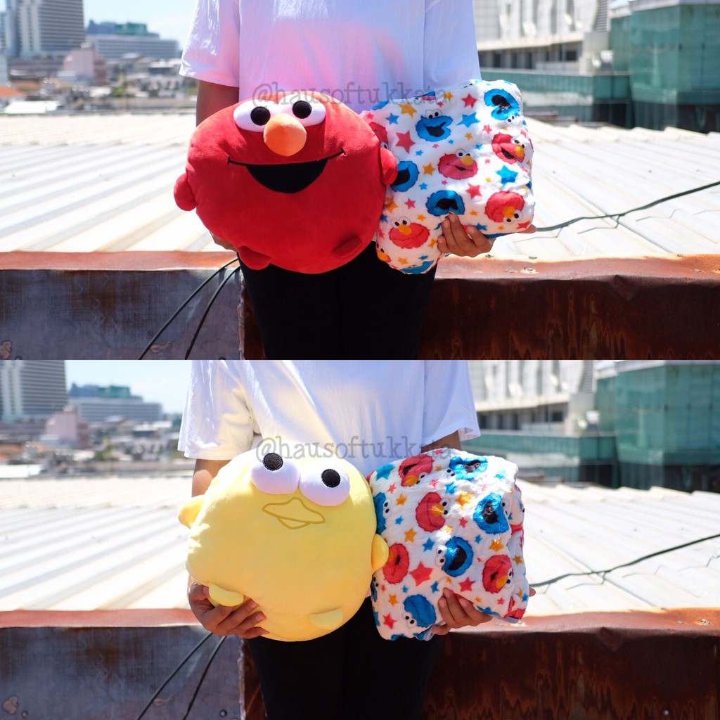 หมอนสอดมือ หมอนผ้าห่ม Elmo เอลโม่ & Big Bird บิ๊กเบิร์ด ตัวกลม นุ่มนิ่ม 9นิ้ว เอลโม Sesame Street เซ