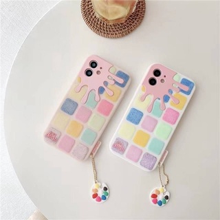 เคส + ที่ห้อย Colorful Square Silicone Cover Case