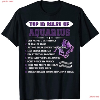 2022 ราศีกุมภ์ ผู้ชายและผู้หญิง กลุ่มดาว ผู้ชาย เสื้อยืด Aquarius Zodiac Birthday Top 10 Rules Of Aquarius Gift Funny T-