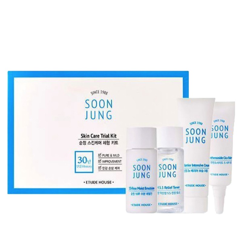 ETUDE HOUSE SOON JUNG SKIN CARE TRIAL KIT SET 4 ITEMS