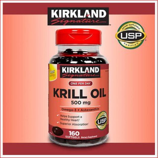 New!! ผลิตภัณฑ์อาหารเสริม Krill Oil Omega3+ Astraxanhin 500mg/160 softgels KIRKLAND สินค้านำเข้า ของแท้100%