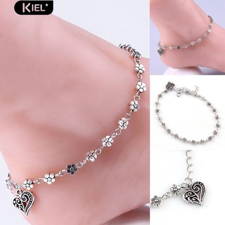 💍Retro Alloy Flower Bead Chain Anklet Barefoot Sandal Beach Ankle Bracelet