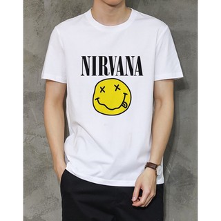 เสื้อยืดแฟชั่น NIRVANA สําหรับผู้ชายคอกลมเกาหลี fM6