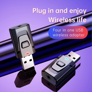 3 In 1 อะแดปเตอร์รับสัญญาณเสียงบลูทูธ 5.0 ไร้สาย USB 3.5 มม. สําหรับ TV PC Car AUX ลําโพง Plug And Play