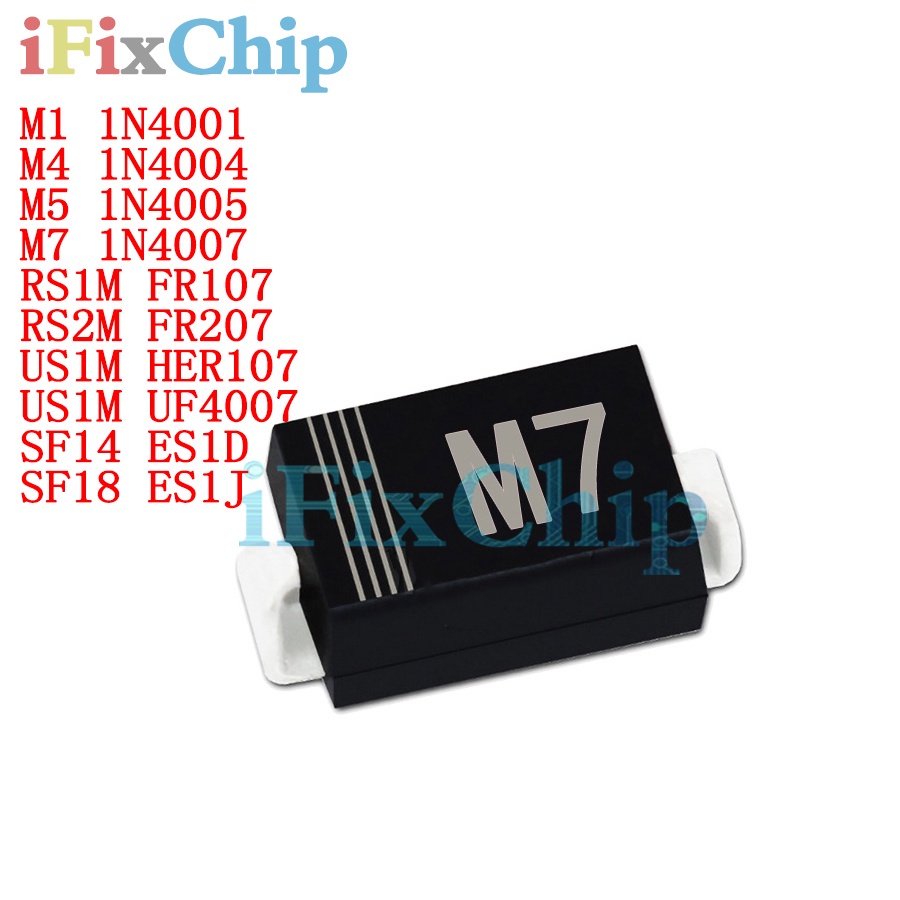 วงจรรวม SMA DO-214AC M1 1N4001 M4 1N4004 M5 1N4005 M7 1N4007 RS1M FR107 RS2M FR207 US1M HER107 US1M 