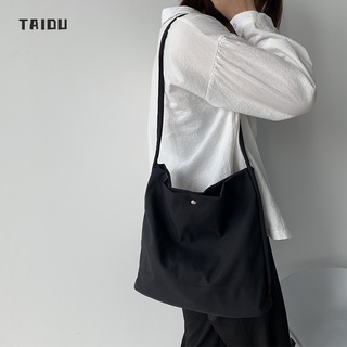 TAIDU กระเป๋าไนลอน สีลูกกวาด เล็ก สีทึบเรียบง่ายสด กระเป๋าสะพายข้าง นักเรียน กระเป๋าทำงาน