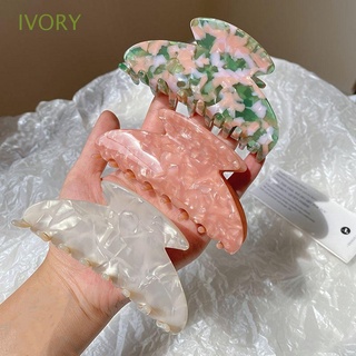 Ivory กิ๊บติดผมพลาสติก รูปกรงเล็บปลาฉลามน่ารัก ขนาดใหญ่ หลากสี แบบเรียบง่าย สไตล์เกาหลี สําหรับผู้หญิง