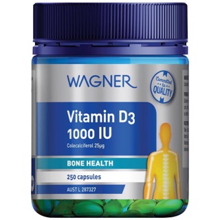 exp 3/2024 Vitamin D3 1000 IU วิตามินดี 3  วิตามินดี 250 แคปซูลเจลเล็ก Wagner นิวซีแลนด์