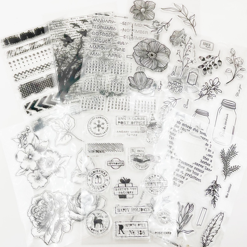 Vintage โปร่งใสแสตมป์พืชวันที่ปฏิทินตัวอักษร DIY อัลบั้ม Scrapbooking ซิลิกาเจลแสตมป์ Journal Scrapbooking เครื่องมือ