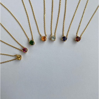 000002 - Birth gem Necklace Real Gem stone 24 K Gold Plated