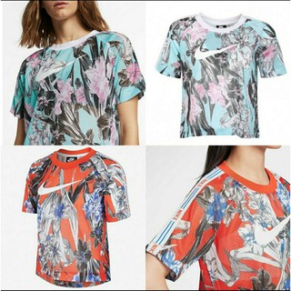 [ลิขสิทธิ์แท้]ป้าย1,600 NIKE WOMEN NSW HYP FM TOP SS AOP เสื้อยืด เสื้อ คอกลม