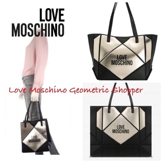 💕Love Moschino Geometric Shopper With Logo In Black กระเป๋าแบรนด์ดังสไตล์เก๋ไก๋สุดเปรี้ยว