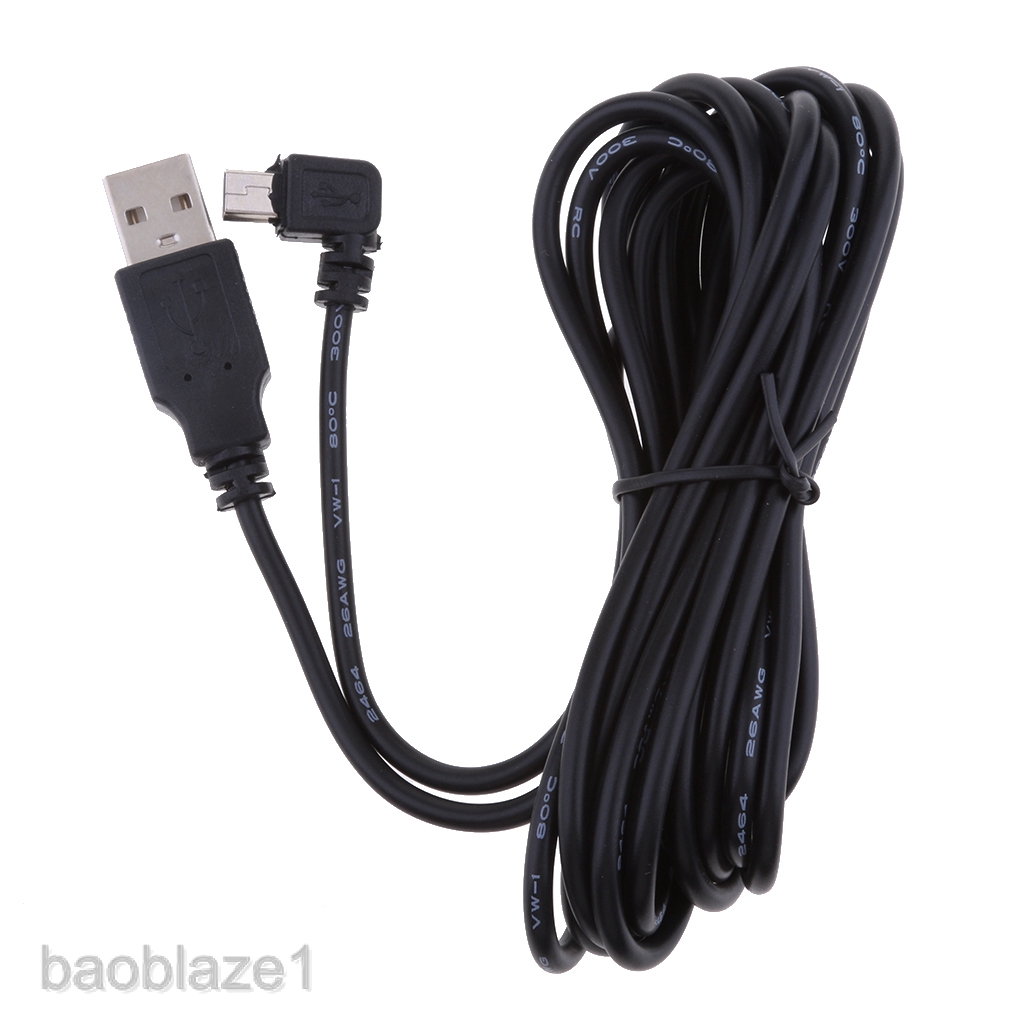 Premium 3.5Meters 5V2A Charger Cable Mini USB 90 Degrees Left Bend Head Cord