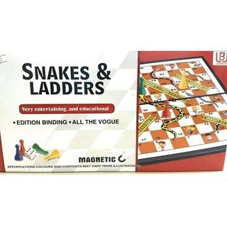 SNAKES &amp; LADDERS NO:O01 เกมบันไดงู กระดานพับได้ แม่เหล็กพับได้ขนาดมาตรฐาน 30x30 cm