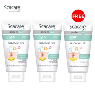 Scacare สกาแคร์ โฟมล้างหน้า แอคเน่แคร์ 100 ก. 2 หลอด ฟรี 1หลอด สำหรับผู้ที่มีสิว และรอยแผลเป็นสิว Acne Care Facial Foam