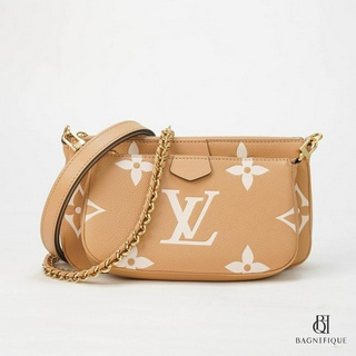 NEW LOUIS VUITTON MULTI POCHETTE BEIGE MONOGRAM CALF GHW