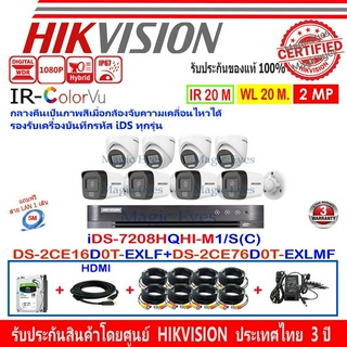 HIKVISION COLORVU-IR 2MP DS-2CE16D0T-EXLF 2.8//3.6(4)+76D0T-EXLMF 2.8//3.6(4)+ DVR iDS-7208HQHI-M1/S(C)(1)+FUSET 1TB/2TB